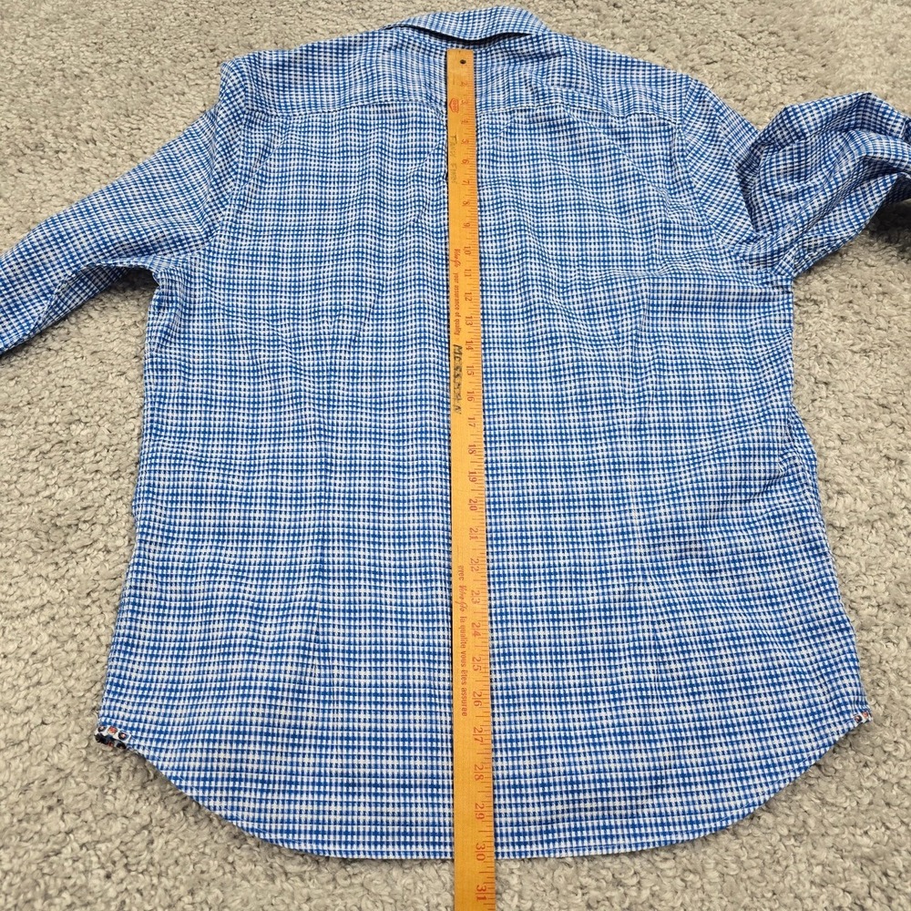 Robert Graham Men's Blue Check Button Up Shirt 2XL Tailored Fit Office Party - Picture 8 of 10
